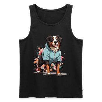 Border Collie Streetwear Jogging Style Esthétique - Débardeur bio Premium Homme - noir - Devant - AI Model Male 178 light (178cm)