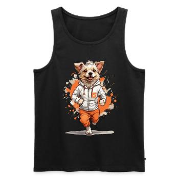 Dog Streetwear Jogging Aesthetic Fitness Style - Men's Premium Organic Tank Top - black - Front - Michal (187cm)