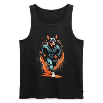 Esthétique du jogging streetwear chien Doberman - Débardeur bio Premium Homme - noir - Devant - Michal (187cm)