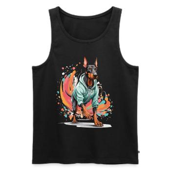 Esthétique du jogging streetwear chien Doberman - Débardeur bio Premium Homme - noir - Devant - Michal (187cm)