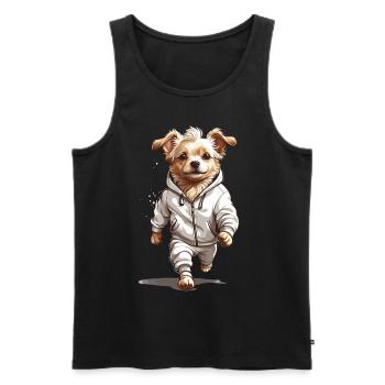 Dog Streetwear Esthétique Fitness Running Design - Débardeur bio Premium Homme - noir - Devant - Michal (187cm)