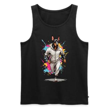 Doberman dog streetwear jogging aesthetic - Men's Premium Organic Tank Top - black - Front - Michal (187cm)
