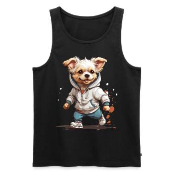 Dog Streetwear Jogging Aesthetic Fitness Style - Men's Premium Organic Tank Top - black - Front - Michal (187cm)