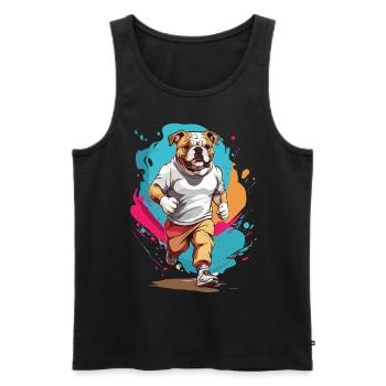 Bulldog Streetwear Jogging Aesthetic Fitness - Men's Premium Organic Tank Top - black - Front - Michal (187cm)