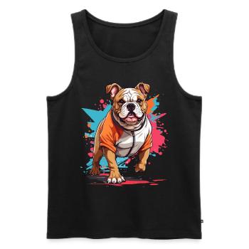 Bulldog Streetwear Jogging Aesthetic Fitness - Men's Premium Organic Tank Top - black - Front - Michal (187cm)