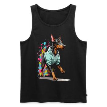 Doberman chien streetwear esthétique fitness - Débardeur bio Premium Homme - noir - Devant - Michal (187cm)