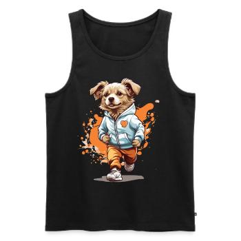 Dog Streetwear Jogging Aesthetic Fitness Style - Men's Premium Organic Tank Top - black - Front - Michal (187cm)