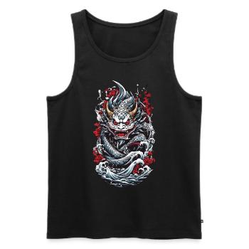 Monstre marin Démon japonais Yokai Streetwear - Débardeur bio Premium Homme - noir - Devant - AI Model Male 178 light (178cm)