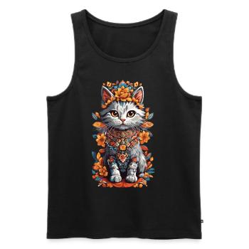 Mexikanische Kunst Niedliche Katze Katzen Dame - Männer Premium Bio Tank Top - Schwarz - Vorne - Michal (187cm)