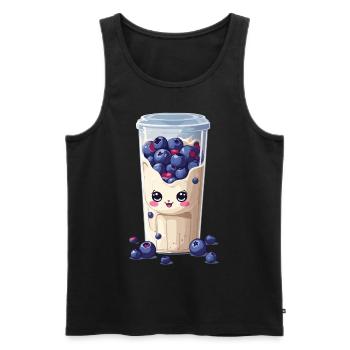 Myrtilles Mignon Milkshake Kawaii Fun - Débardeur bio Premium Homme - noir - Devant - AI Model Male 178 light (178cm)
