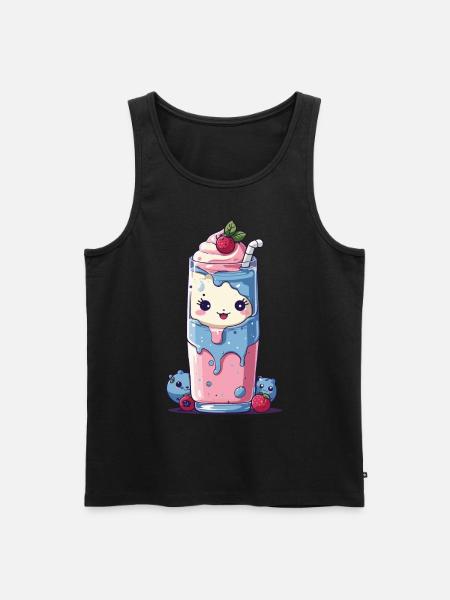 Blueberries Milkshake Fun Kawaii Anime - Men's Premium Organic Tank Top - black