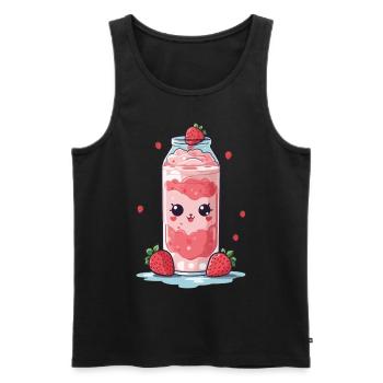 Himbeeren Kawaii Anime Milchshake Spaß - Männer Premium Bio Tank Top - Schwarz - Vorne - AI Model Male 178 light (178cm)