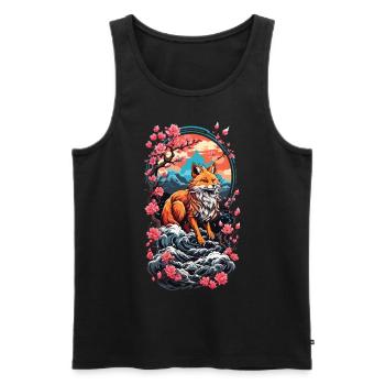 Fuchsgeist Kitsune Aesthetic Yokai Streetwear - Männer Premium Bio Tank Top - Schwarz - Vorne - AI Model Male 178 light (178cm)