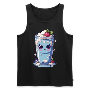 Myrtilles Mignon Milkshake Doux Amusant - Débardeur bio Premium Homme - noir - Devant - AI Model Male 178 light (178cm)