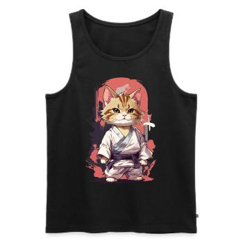 Kampfkunst Katze Karate Lustige Selbstverteidigung - Männer Premium Bio Tank Top - Schwarz - Vorne - Michal (187cm)