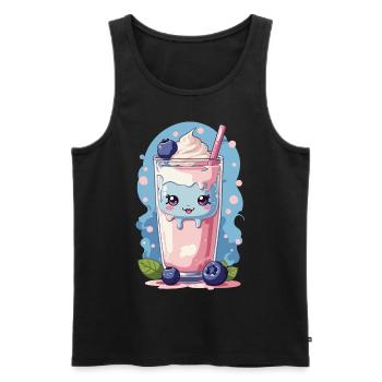 Myrtilles Kawaii Anime Milkshake Fun - Débardeur bio Premium Homme - noir - Devant - AI Model Male 178 light (178cm)
