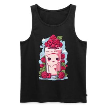 Himbeeren Niedlicher Milchshake Kawaii Anime Spaß - Männer Premium Bio Tank Top - Schwarz - Vorne - AI Model Male 178 light (178cm)