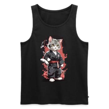Karate Cat Martial Arts Funny Self Defense - Men's Premium Organic Tank Top - black - Front - Michal (187cm)