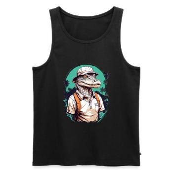 Golfer Crocodile Golfer Design Streetwear - Men's Premium Organic Tank Top - black - Front - AI Model Male 178 light (178cm)