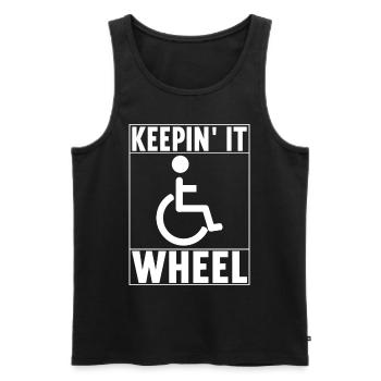 Rollstuhlfahrer Rollstuhl - Männer Premium Bio Tank Top - Schwarz - Vorne - AI Model Male 178 light (178cm)