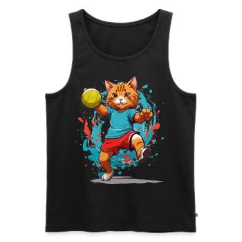 Chat de handball Style streetwear iconique - Débardeur bio Premium Homme - noir - Devant - Michal (187cm)