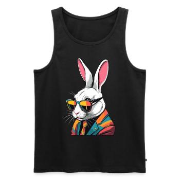 Ikonischer Papa Hase Osterhasen Streetwear Vater - Männer Premium Bio Tank Top - Schwarz - Vorne - Michal (187cm)