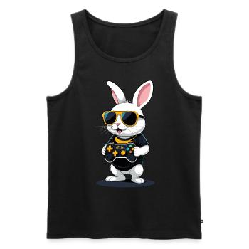 Lapin de Pâques Gamer & Gaming Streetwear Iconique - Débardeur bio Premium Homme - noir - Devant - Michal (187cm)