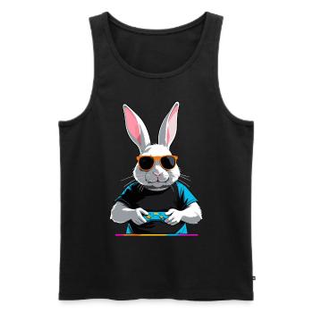 Lapin de Pâques Gamer et streetwear iconique de Pâques - Débardeur bio Premium Homme - noir - Devant - Michal (187cm)