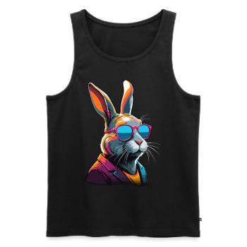 Emblématique Papa Lapin Lapin de Pâques Streetwear Papa - Débardeur bio Premium Homme - noir - Devant - Michal (187cm)