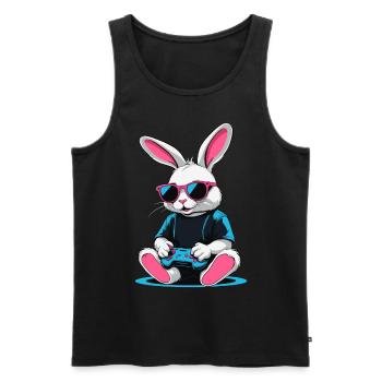 Osterhase Gamer Ikonisches Ostern Gaming - Männer Premium Bio Tank Top - Schwarz - Vorne - Michal (187cm)