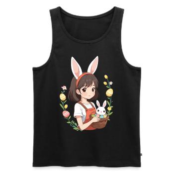 Anime Easter Kawaii Easter Bunny Manga Girl Otaku - Men's Premium Organic Tank Top - black - Front - AI Model Male 178 light (178cm)