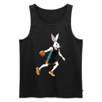 Basketballspieler Osterhase Lustig Streetwear - Männer Premium Bio Tank Top - Schwarz - Vorne - Michal (187cm)