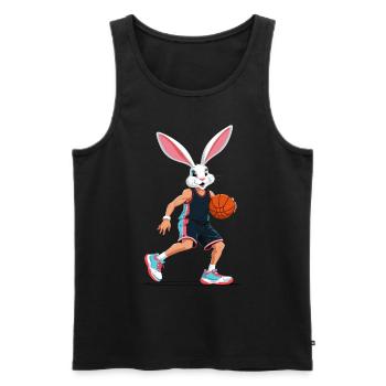 Joueur de basket-ball lapin de Pâques drôle streetwear - Débardeur bio Premium Homme - noir - Devant - Michal (187cm)