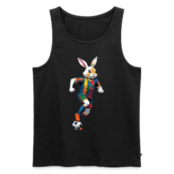 Joueur de football lapin de Pâques et conception de football de Pâques - Débardeur bio Premium Homme - noir - Devant - Michal (187cm)