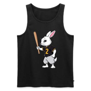 Joueur de baseball lapin de Pâques Streetwear Style - Débardeur bio Premium Homme - noir - Devant - Michal (187cm)