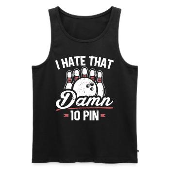 de 10 broches bowling frustration t-shirt - Débardeur bio Premium Homme - noir - Devant - Michal (187cm)