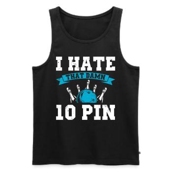 de 10 broches bowling frustration t-shirt - Débardeur bio Premium Homme - noir - Devant - Michal (187cm)