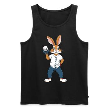 Joueur de baseball, lapin de Pâques, Pâques, Baseball - Débardeur bio Premium Homme - noir - Devant - Michal (187cm)