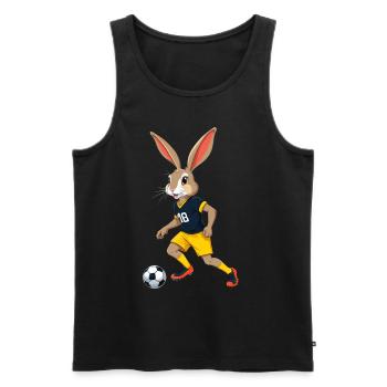 Joueur de football lapin de Pâques et conception de football de Pâques - Débardeur bio Premium Homme - noir - Devant - Michal (187cm)