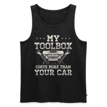T-shirt de mécanicien de boîte à outils de haute qualité - Débardeur bio Premium Homme - noir - Devant - AI Model Male 178 light (178cm)