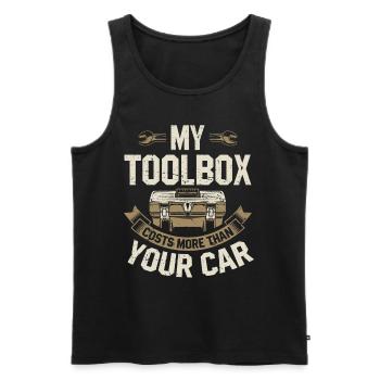 T-shirt de mécanicien de boîte à outils de haute qualité - Débardeur bio Premium Homme - noir - Devant - AI Model Male 178 light (178cm)