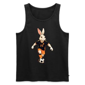 Joueur de football lapin de Pâques et conception de football de Pâques - Débardeur bio Premium Homme - noir - Devant - AI Model Male 178 light (178cm)