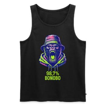 98.7 Bonobo Evolution Chimpanzee Tea - Men's Premium Organic Tank Top - black - Front - Michal (187cm)