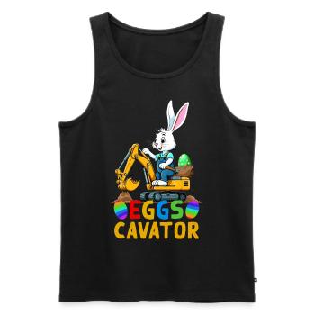 Funny Easter Saying Easter Bunny Excavator Driver - Men's Premium Organic Tank Top - black - Front - AI Model Male 178 light (178cm)