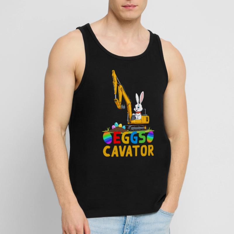 Funny Easter Saying Easter Bunny Excavator Driver Men's Premium Organic Tank Top