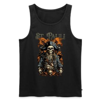 Hamburg Sailor Skull St. Pauli Tee - Men's Premium Organic Tank Top - black - Front - Michal (187cm)