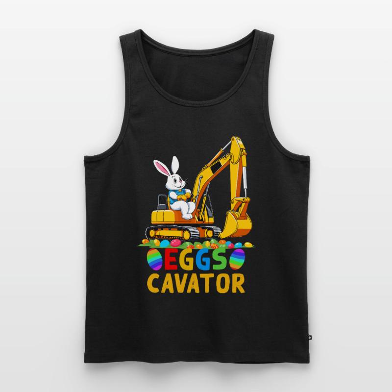 Funny Easter Saying Easter Bunny Excavator Driver Men's Premium Organic Tank Top