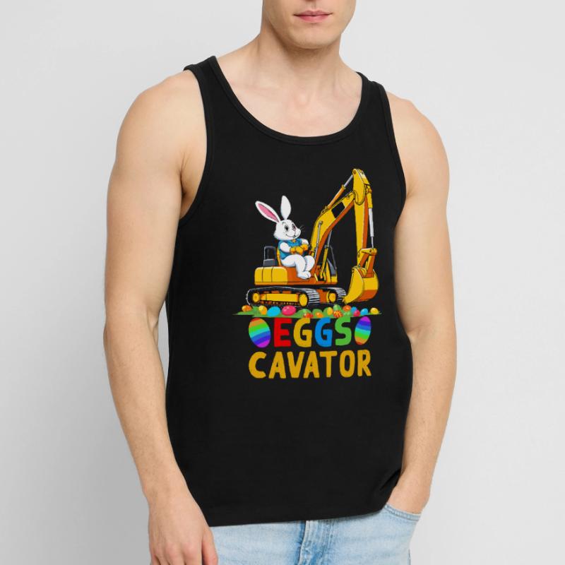 Funny Easter Saying Easter Bunny Excavator Driver Men's Premium Organic Tank Top