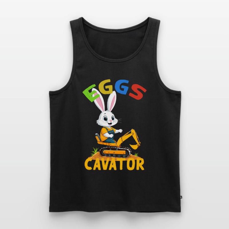 Funny Easter Saying Easter Bunny Excavator Driver Men's Premium Organic Tank Top