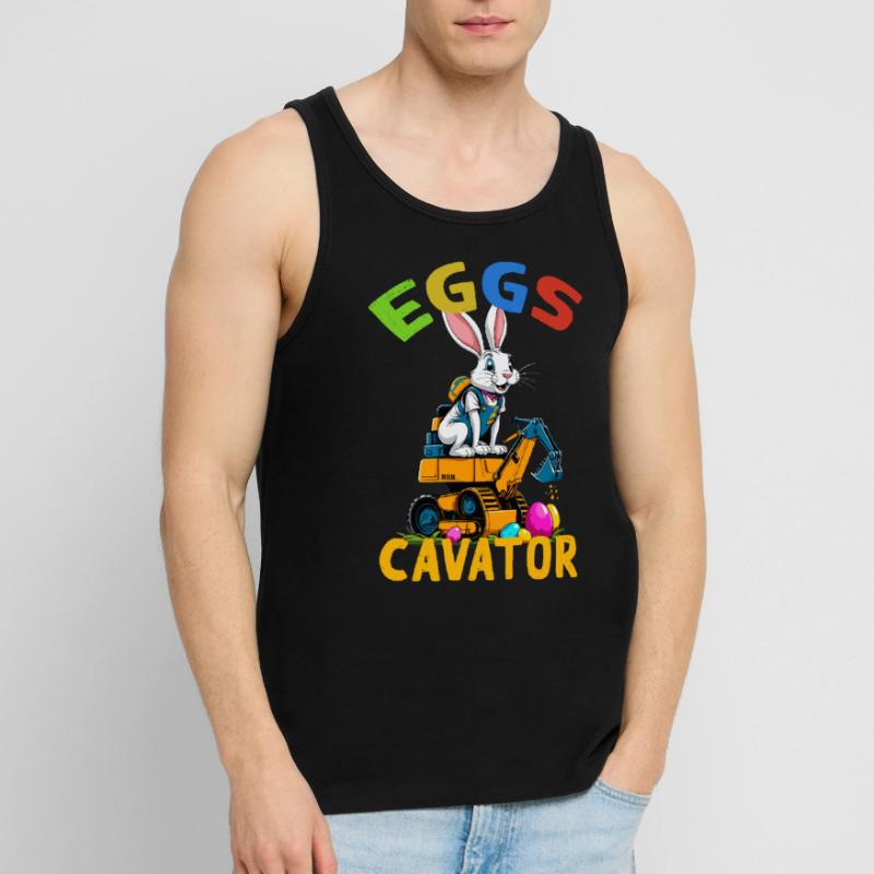 Funny Easter Saying Easter Bunny Excavator Driver Men's Premium Organic Tank Top